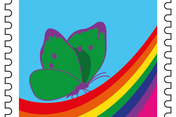 francobollo farfalla 2020 verde-viola